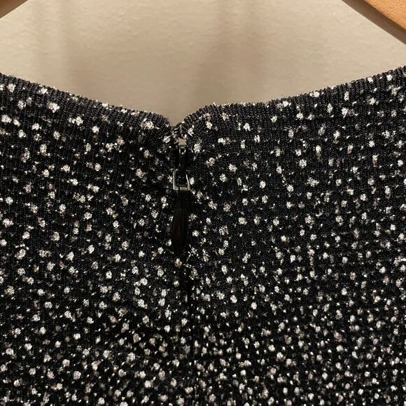 Jonathan Simkhai Glitter Mesh Jersey V Neck Mini Dress | 4 Gunmetal MSRP $800 - Picture 11 of 13